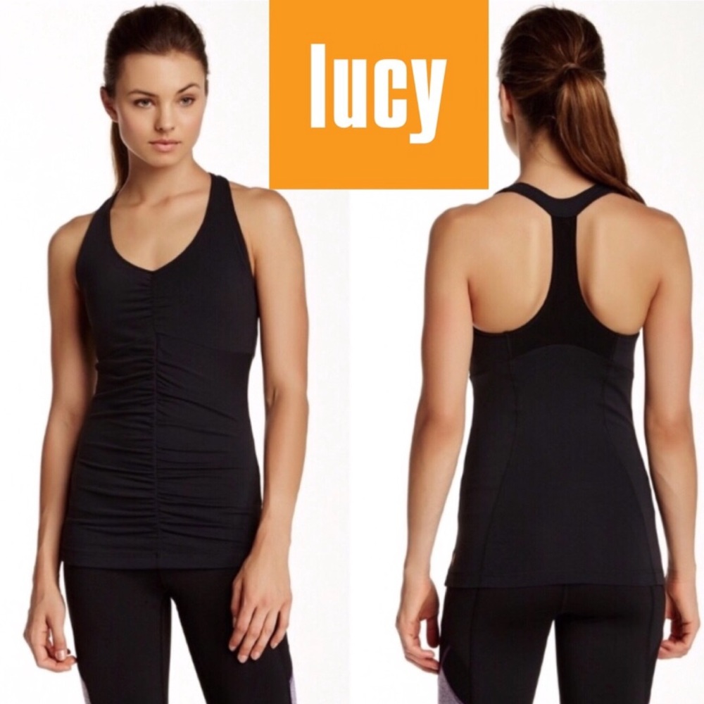 New Lucy Perfect Core Black Halter Tank Top, L